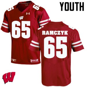 #65 Ryan Ramczyk University of Wisconsin Youth Stitched Jerseys Red