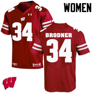 #34 Sam Brodner Wisconsin Badgers Women Stitched Jerseys Red