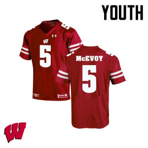 #5 Tanner McEvoy Badgers Youth Football Jerseys Red