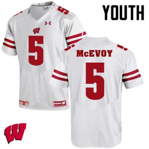 #5 Tanner McEvoy Badgers Youth College Jerseys White