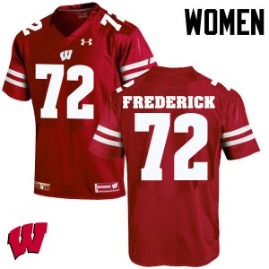 #72 Travis Frederick Badgers Women University Jersey Red
