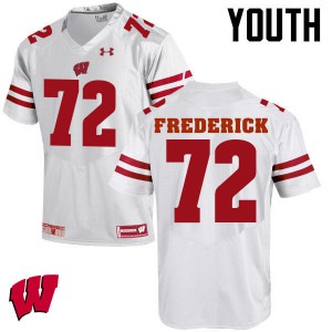 #72 Travis Frederick Badgers Youth Stitch Jerseys White