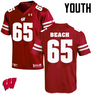 #65 Tyler Beach Wisconsin Youth Football Jersey Red