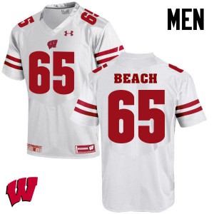 #65 Tyler Beach Badgers Men University Jerseys White