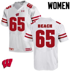 #65 Tyler Beach Wisconsin Badgers Women Stitch Jersey White
