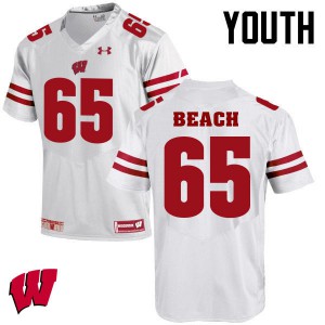 #65 Tyler Beach Wisconsin Badgers Youth College Jersey White