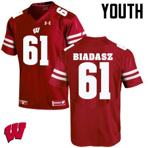 #61 Tyler Biadasz Wisconsin Youth Embroidery Jerseys Red