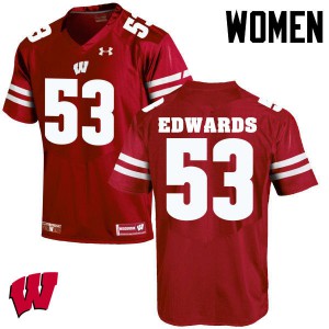 #53 T.J. Edwards Wisconsin Badgers Women High School Jersey Red