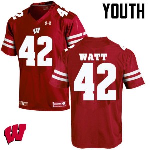 #42 T.J. Watt Badgers Youth NCAA Jerseys Red