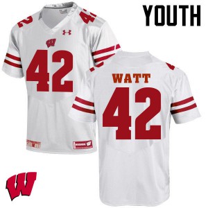 #42 T.J. Watt Wisconsin Badgers Youth Stitched Jersey White