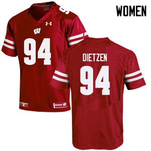 #94 Boyd Dietzen University of Wisconsin Women Football Jersey Red