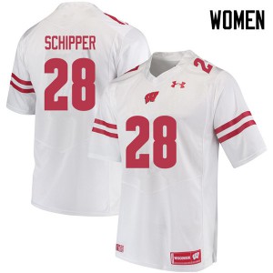 #28 Brady Schipper Badgers Women Stitch Jersey White