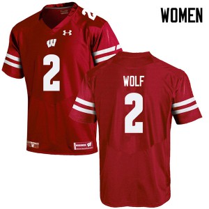#2 Chase Wolf Wisconsin Women College Jersey Red