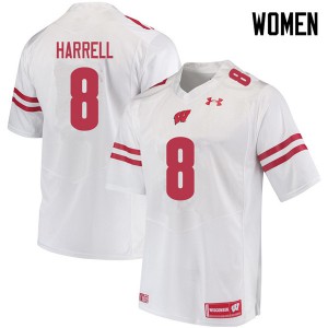 #8 Deron Harrell Badgers Women Official Jerseys White