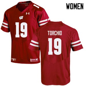 #19 John Torchio Badgers Women Embroidery Jerseys Red