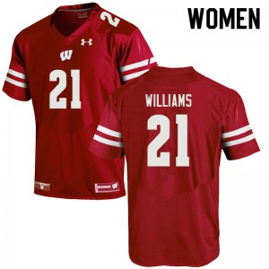 #21 Caesar Williams Wisconsin Badgers Women Official Jersey Red