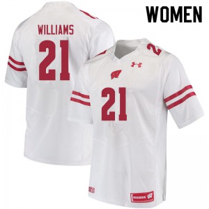 #21 Caesar Williams Wisconsin Badgers Women College Jersey White
