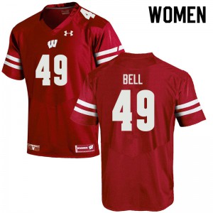#49 Christian Bell University of Wisconsin Women High School Jerseys Red