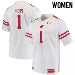 #1 Faion Hicks Wisconsin Badgers Women University Jerseys White
