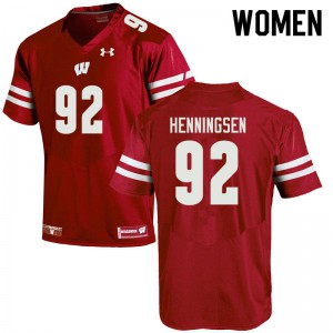 #92 Matt Henningsen Wisconsin Women Embroidery Jersey Red