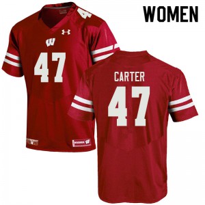 #47 Nate Carter Badgers Women University Jerseys Red