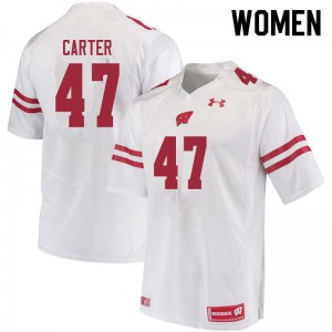 #47 Nate Carter Badgers Women NCAA Jerseys White