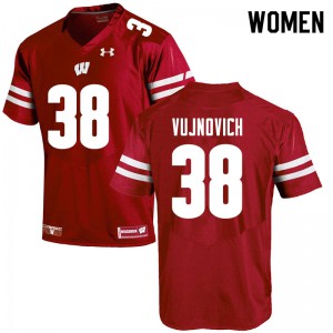 #38 Andy Vujnovich Wisconsin Badgers Women Embroidery Jerseys Red