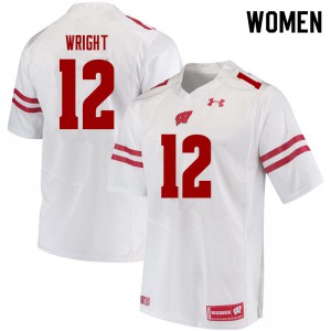 #12 Daniel Wright Badgers Women College Jerseys White