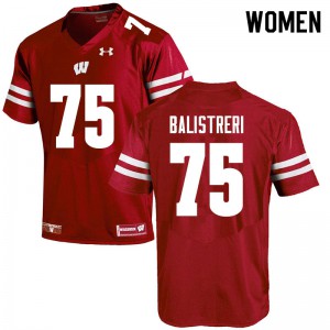 #75 Michael Balistreri Wisconsin Badgers Women High School Jerseys Red