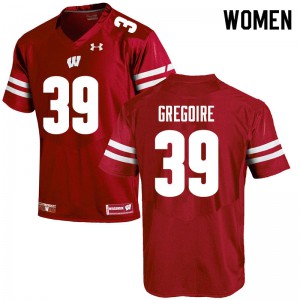#39 Mike Gregoire UW Women Embroidery Jerseys Red
