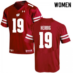 #19 Nick Herbig Wisconsin Women Football Jersey Red