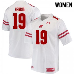 #19 Nick Herbig Wisconsin Badgers Women University Jerseys White
