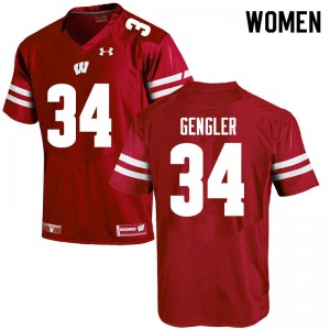 #34 Ross Gengler Wisconsin Badgers Women NCAA Jersey Red