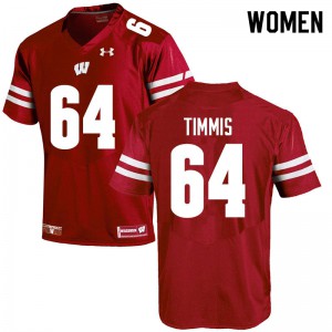 #64 Sean Timmis University of Wisconsin Women Football Jerseys Red