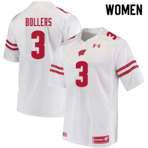 #3 T.J. Bollers Wisconsin Women NCAA Jersey White