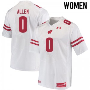 #0 Braelon Allen Wisconsin Women NCAA Jerseys White