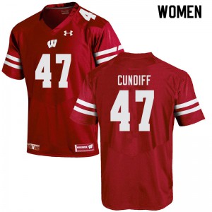 #47 Clay Cundiff Badgers Women Football Jerseys Red