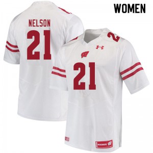 #21 Cooper Nelson UW Women Football Jerseys White