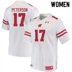 #17 Darryl Peterson Wisconsin Badgers Women Football Jerseys White