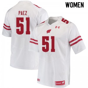 #51 Gio Paez Wisconsin Badgers Women Official Jerseys White