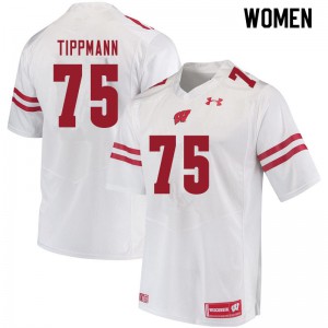 #75 Joe Tippmann Badgers Women High School Jersey White