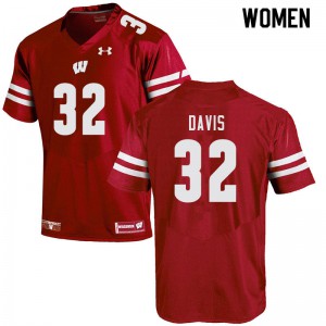 #32 Julius Davis Wisconsin Badgers Women Stitched Jerseys Red