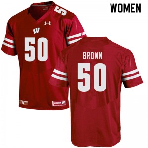 #50 Logan Brown University of Wisconsin Women Embroidery Jerseys Red