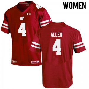 #4 Markus Allen Wisconsin Badgers Women Stitch Jersey Red