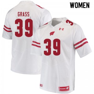 #39 Tatum Grass University of Wisconsin Women Stitch Jerseys White