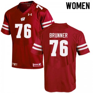 #76 Tommy Brunner Wisconsin Badgers Women College Jersey Red