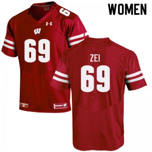 #69 Zach Zei University of Wisconsin Women NCAA Jerseys Red