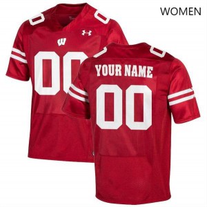#00 Custom Wisconsin Women Official Jersey Red