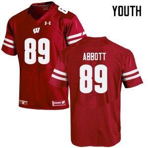#89 A.J. Abbott Badgers Youth Official Jerseys Red