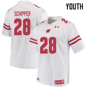#28 Brady Schipper Badgers Youth Embroidery Jerseys White